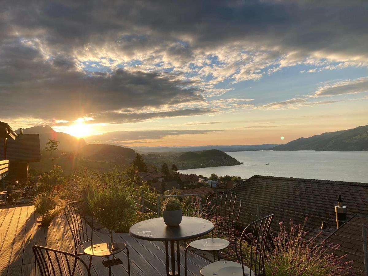 Krattigen Moderne Unterkunft Mit Panoramablick Auf Thunersee מראה חיצוני תמונה