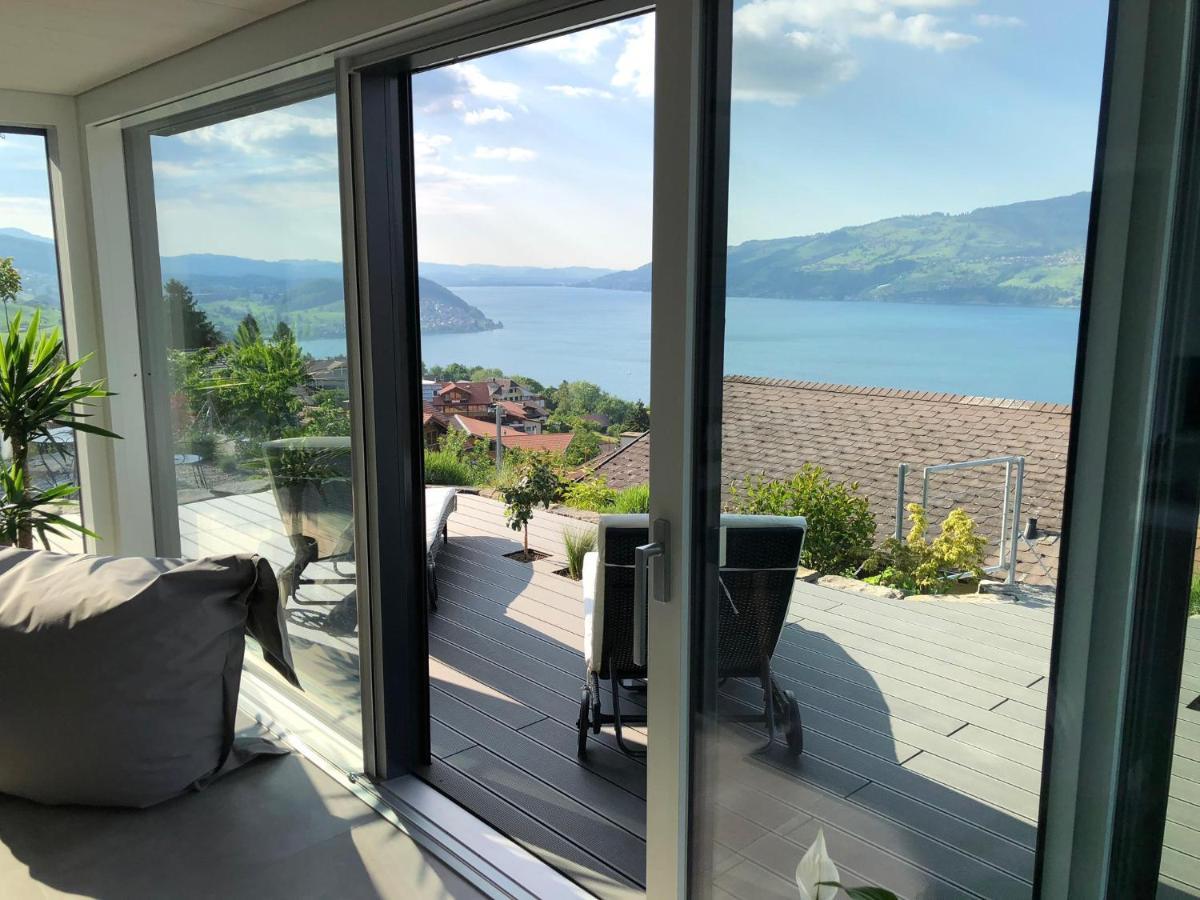 Krattigen Moderne Unterkunft Mit Panoramablick Auf Thunersee מראה חיצוני תמונה