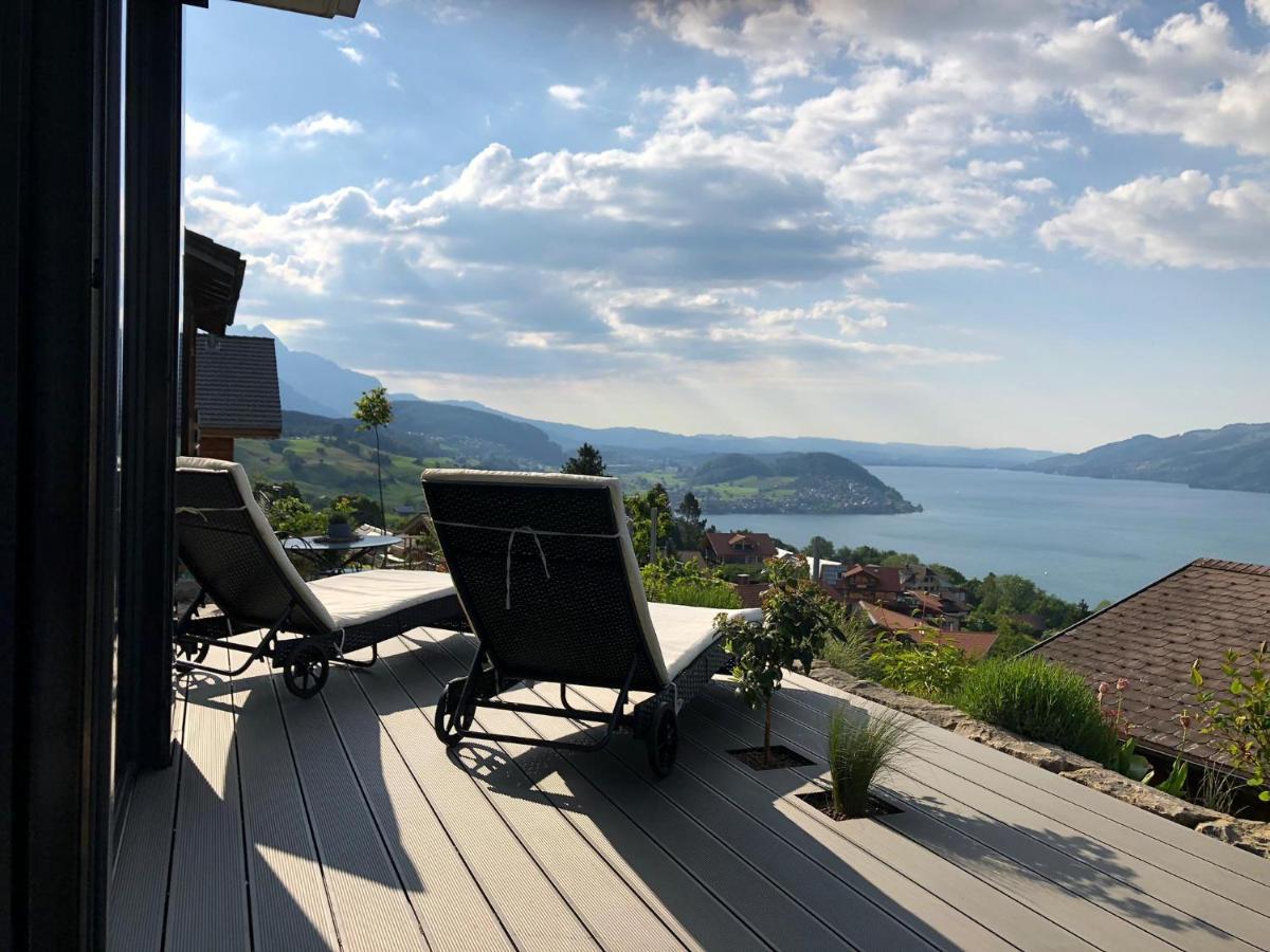 Krattigen Moderne Unterkunft Mit Panoramablick Auf Thunersee מראה חיצוני תמונה