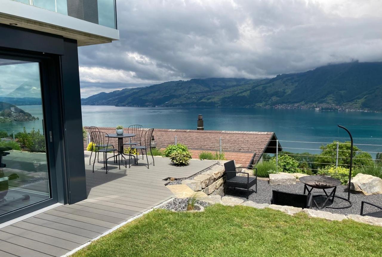 Krattigen Moderne Unterkunft Mit Panoramablick Auf Thunersee מראה חיצוני תמונה